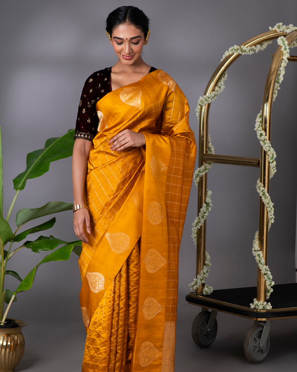 Yellow Banarasi Puna Silk Saree