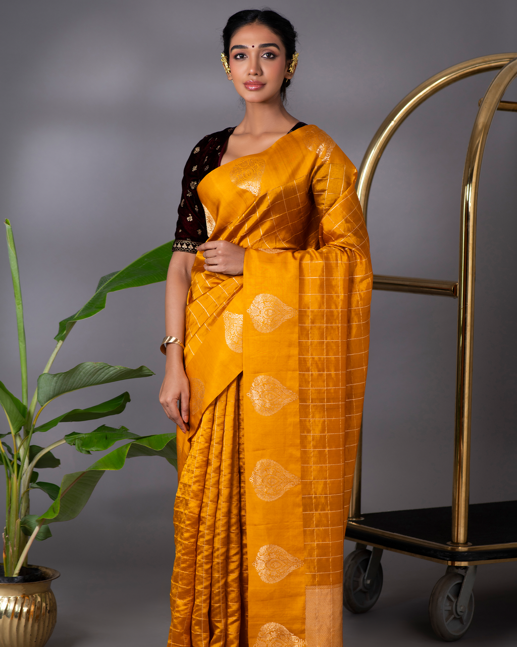 Yellow Banarasi Silk Saree