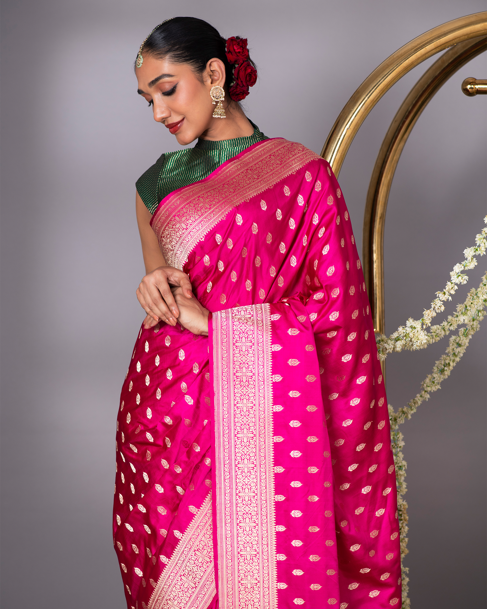 Pink Banarasi Silk Saree