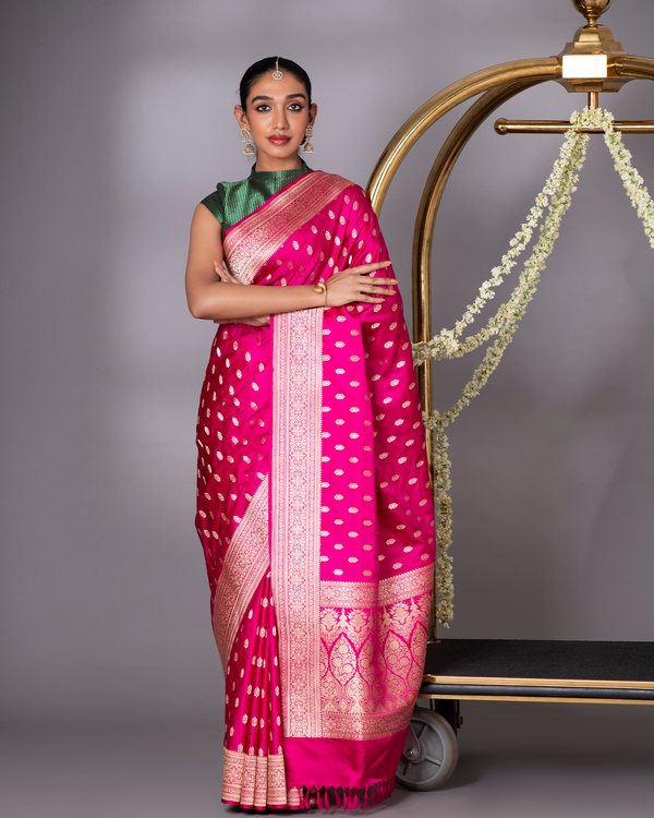 Pink Banarasi Silk Saree