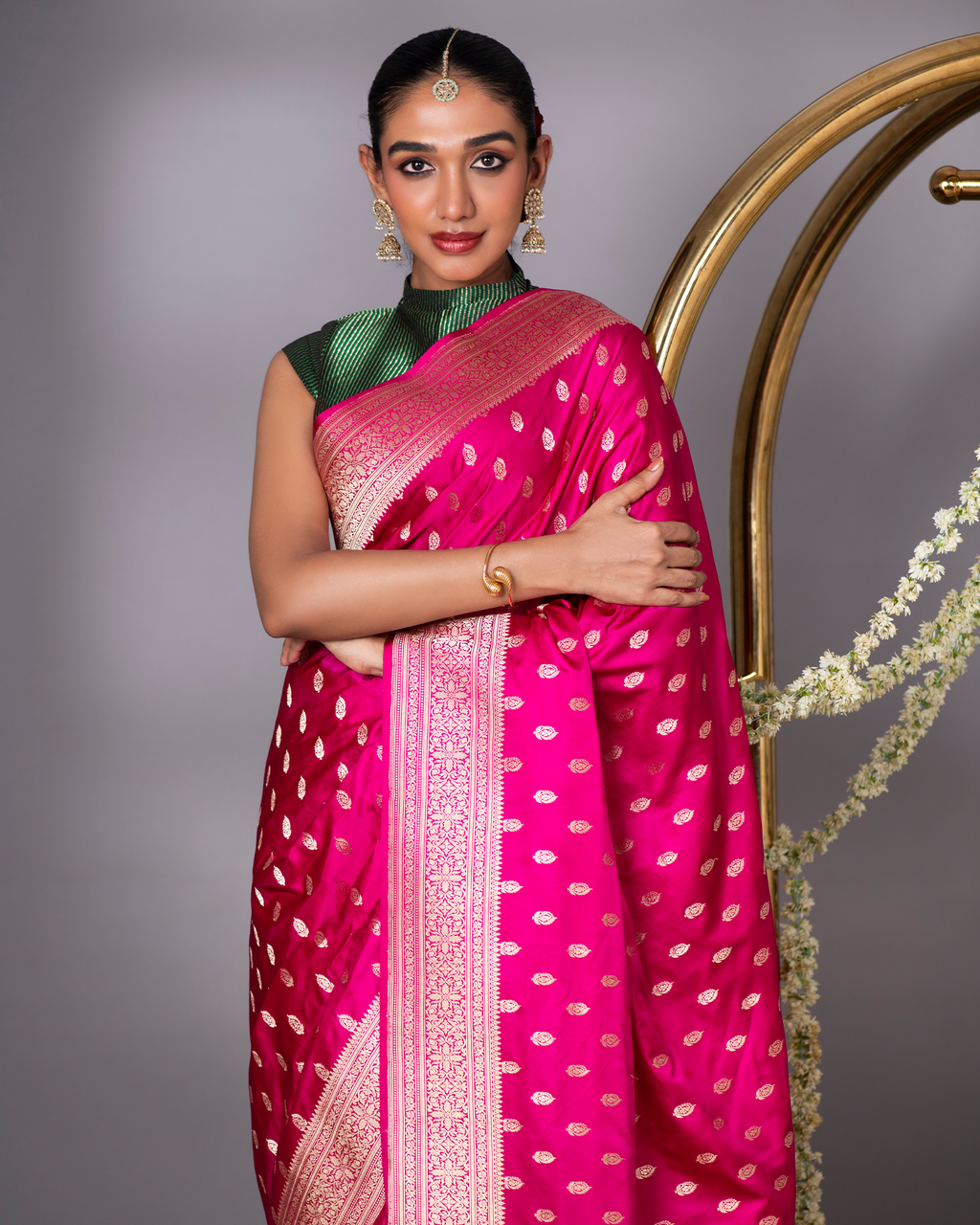 Pink Banarasi Silk Saree