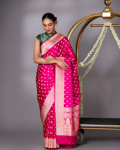 Pink Banarasi Silk Saree