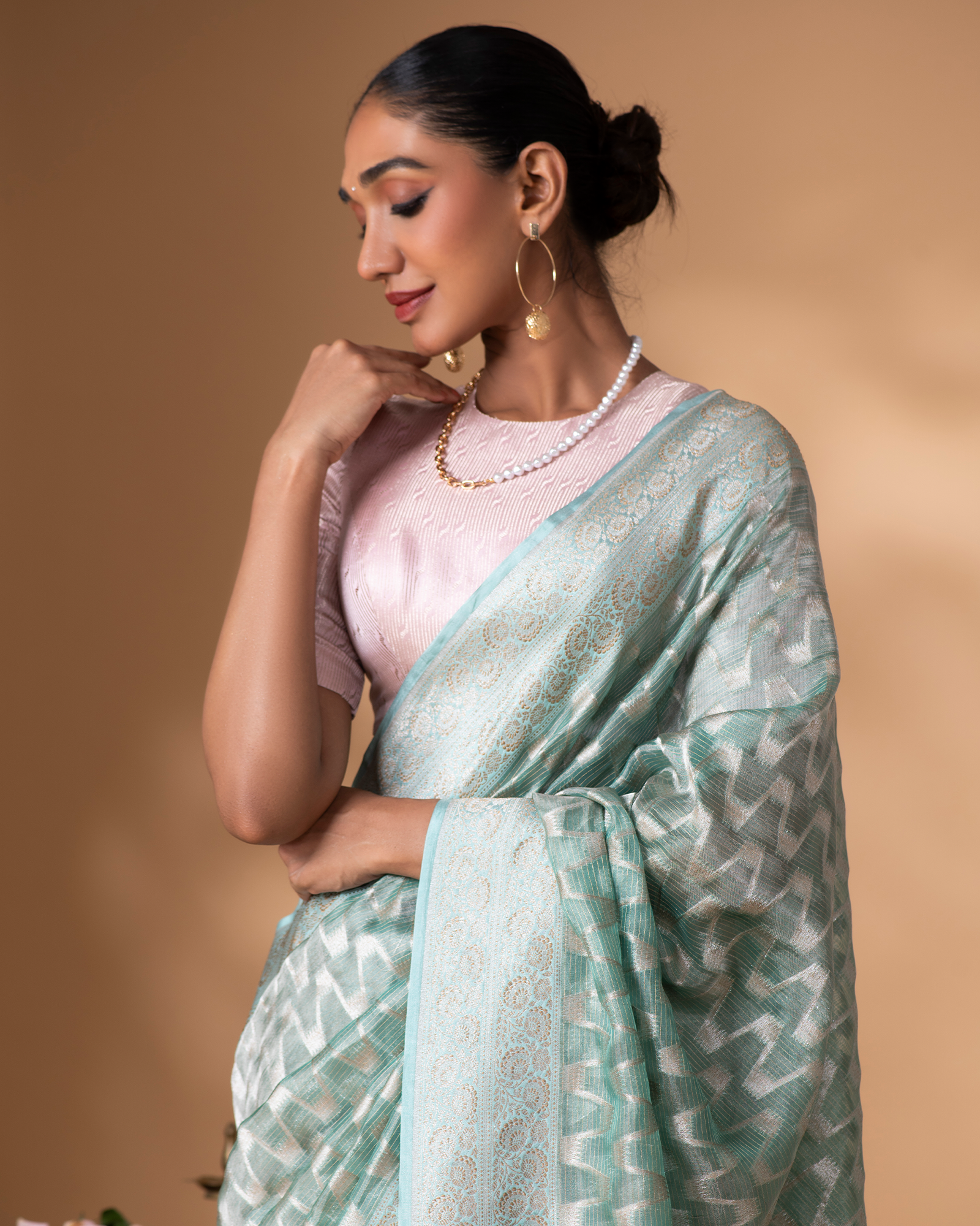 Blue Banarasi Organza Silk Saree
