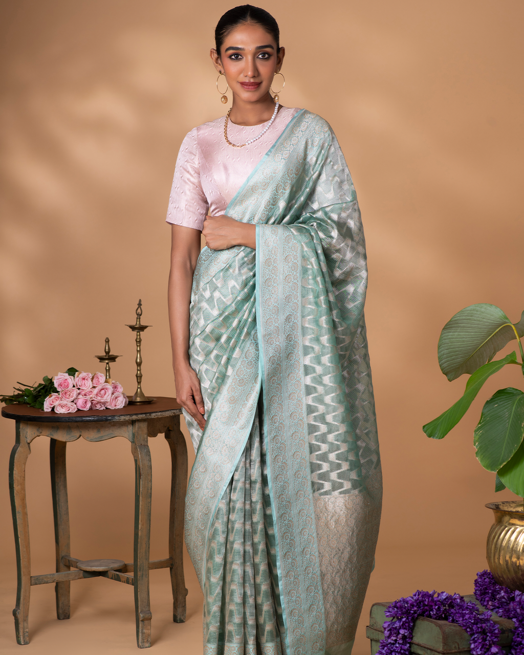 Blue Banarasi Organza Silk Saree