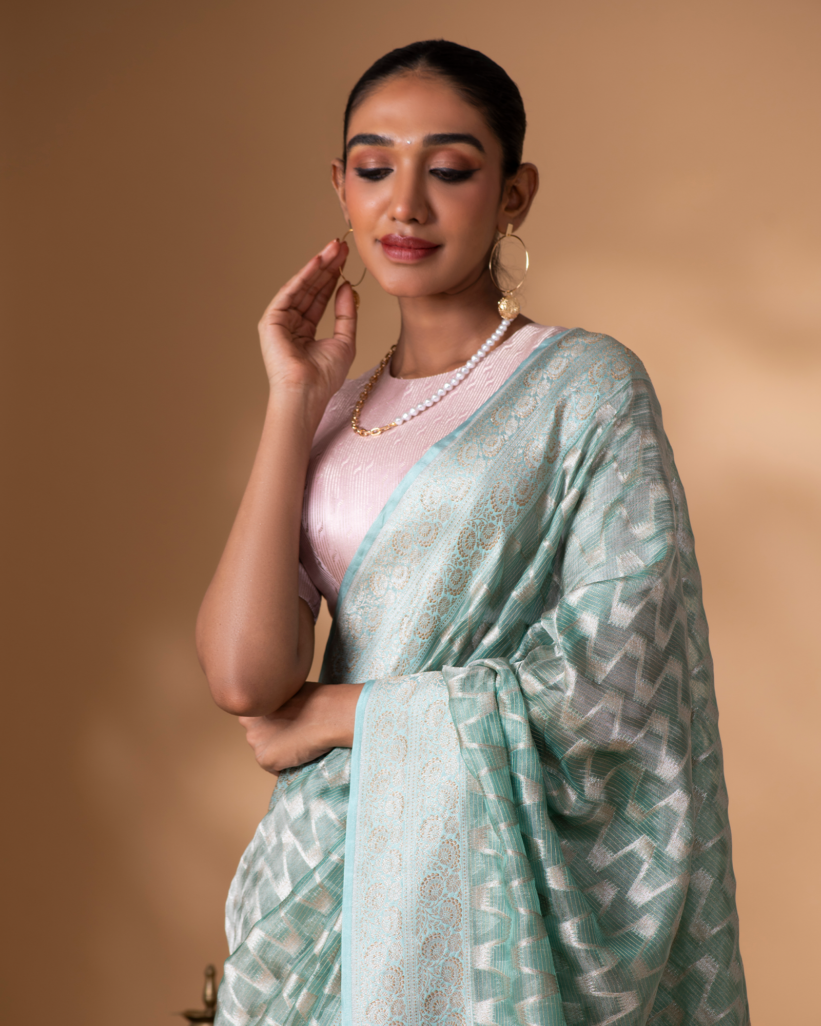 Blue Banarasi Organza Silk Saree