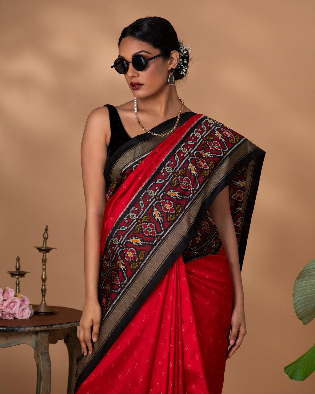 Red Ikkat Silk Saree