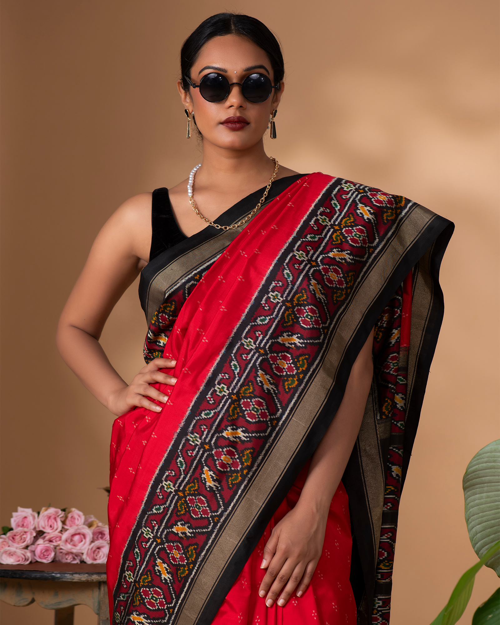 Red Ikkat Silk Saree