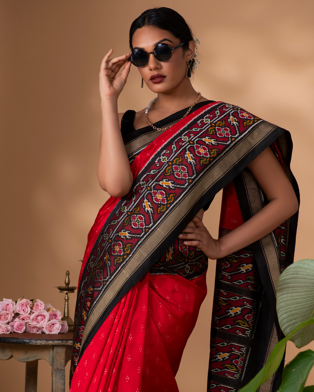 Red Ikkat Silk Saree