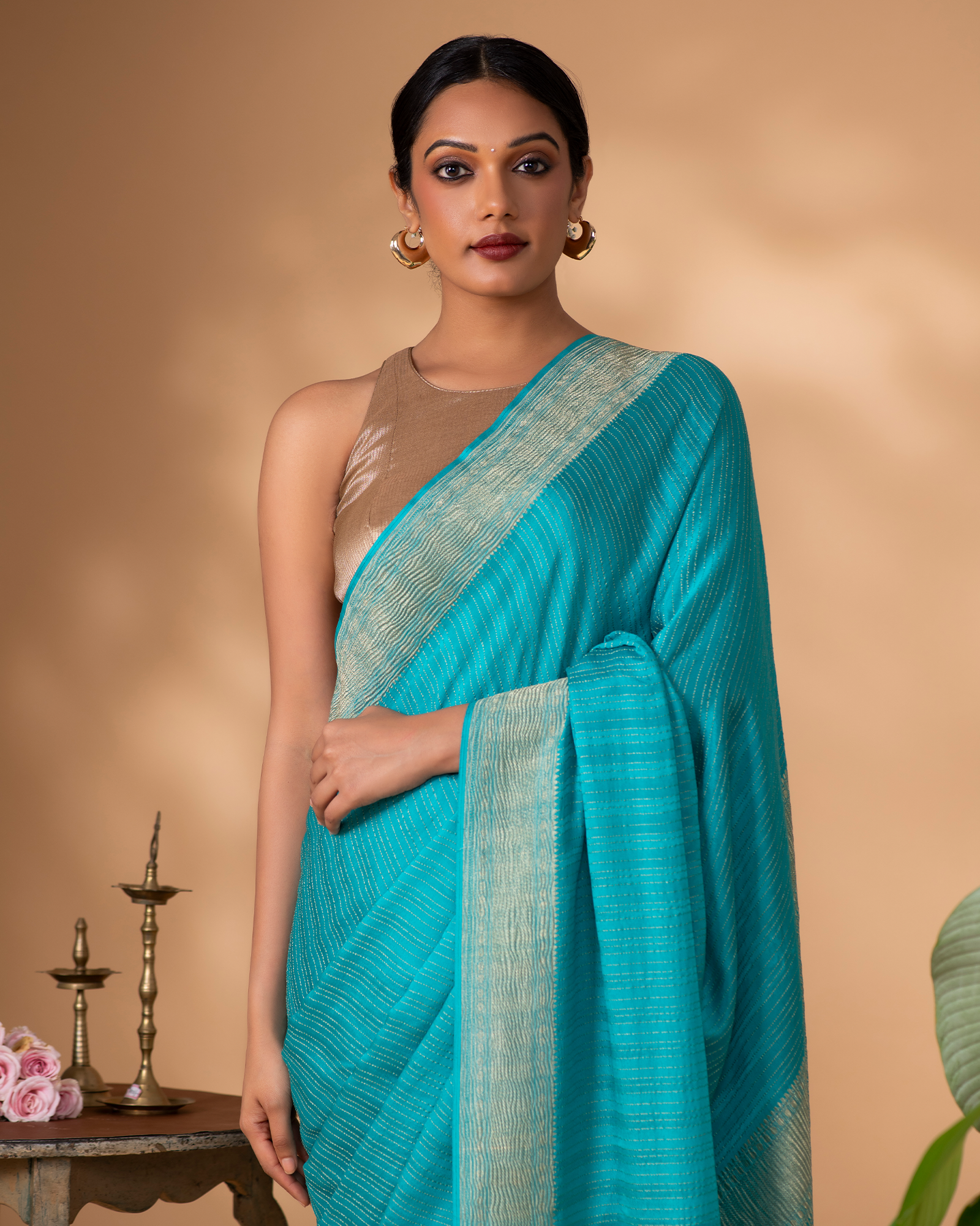 Blue Mysore Crepe Silk Saree
