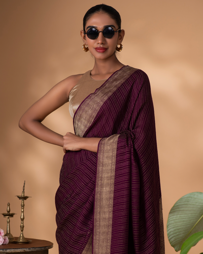 Deep Magenta Mysore Crepe Silk Saree