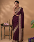 Deep Magenta Mysore Crepe Silk Saree
