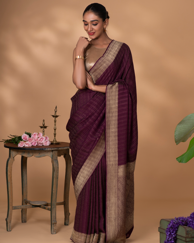 Deep Magenta Mysore Crepe Silk Saree