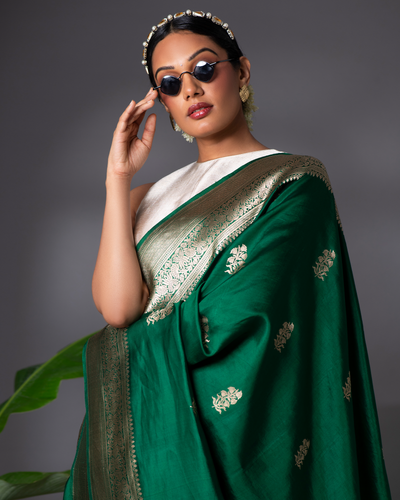 Green Banarasi Poona Silk Saree