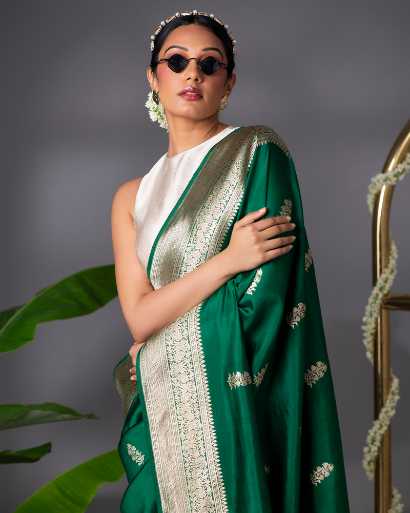 Green Banarasi Poona Silk Saree