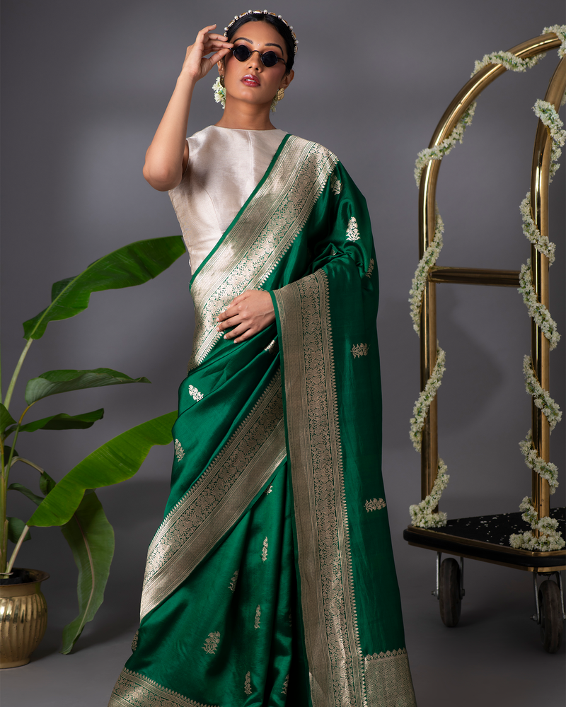 Green Banarasi Poona Silk Saree