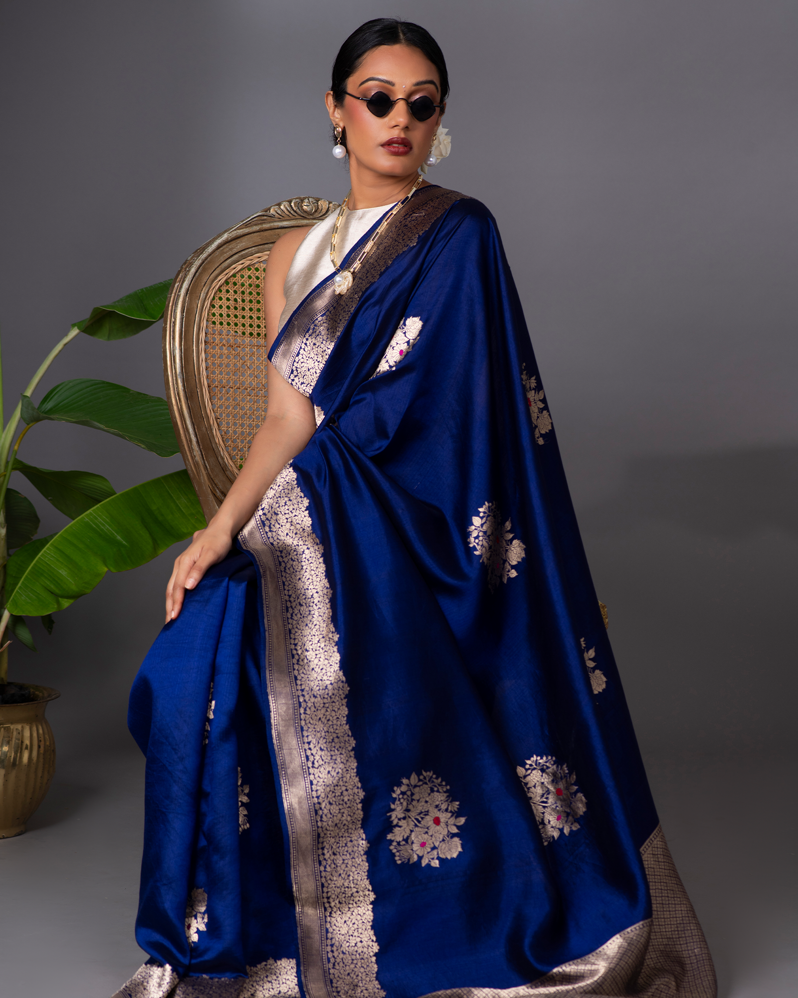 Blue Banarasi Poona Silk Saree