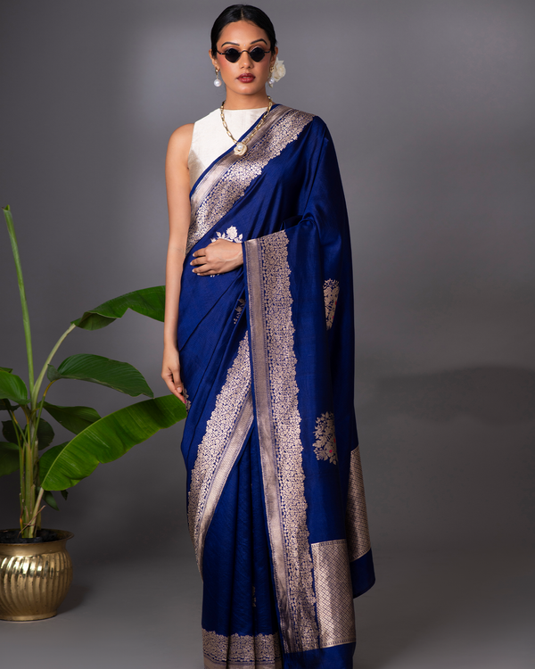 Blue Banarasi Puna Silk Saree
