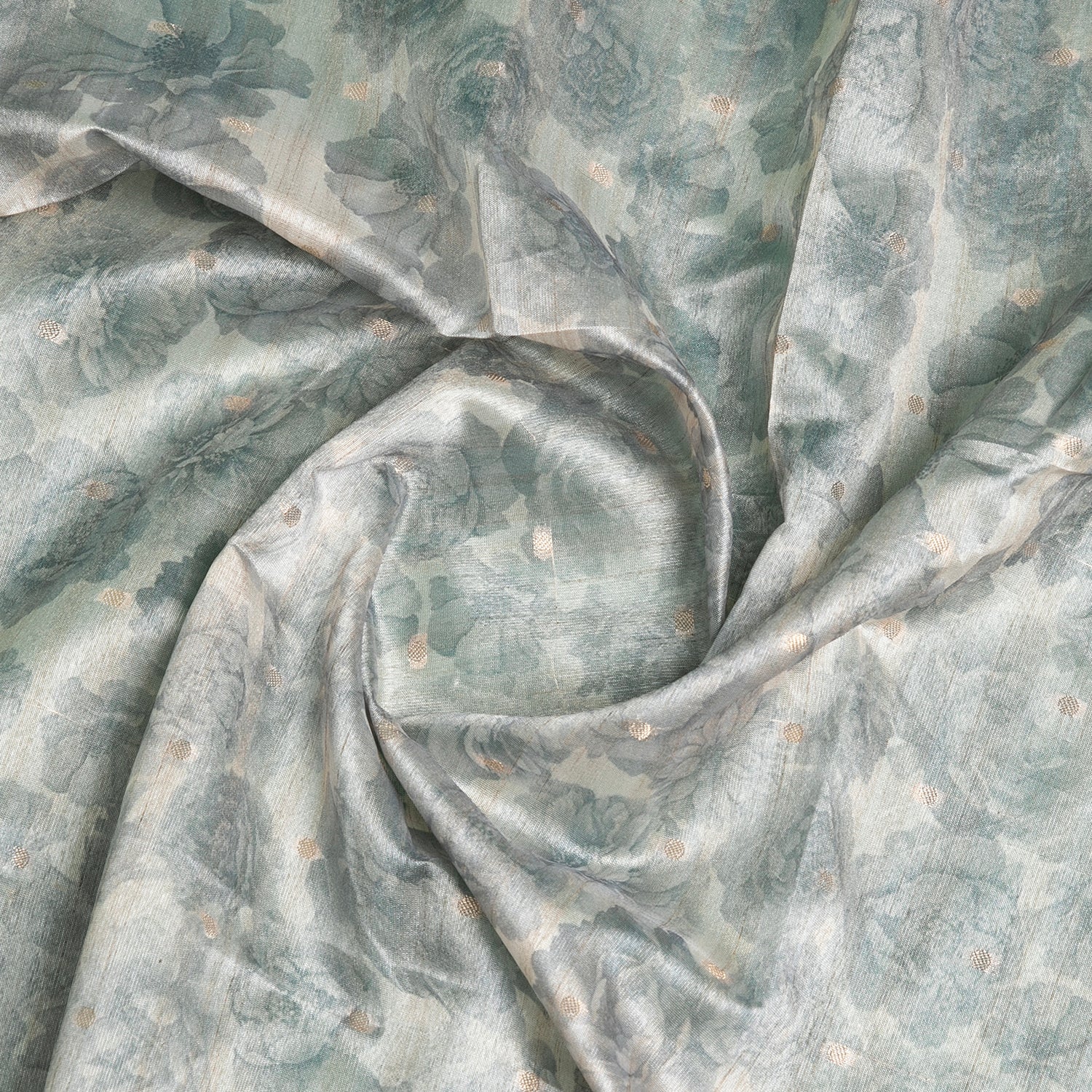 Beige Floral Printed Blended Tussar Silk Saree