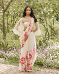 Off White Printed Chiffon Saree