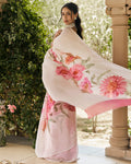 Off White Printed Chiffon Saree