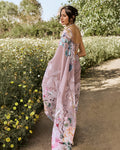 Purple Printed Chiffon Saree