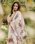 Off White Printed Chiffon Saree