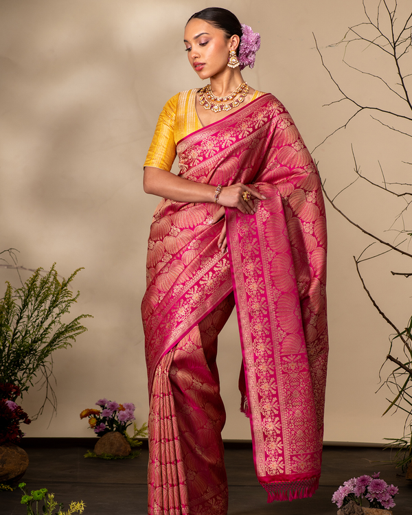 Pink Banarasi Silk Saree