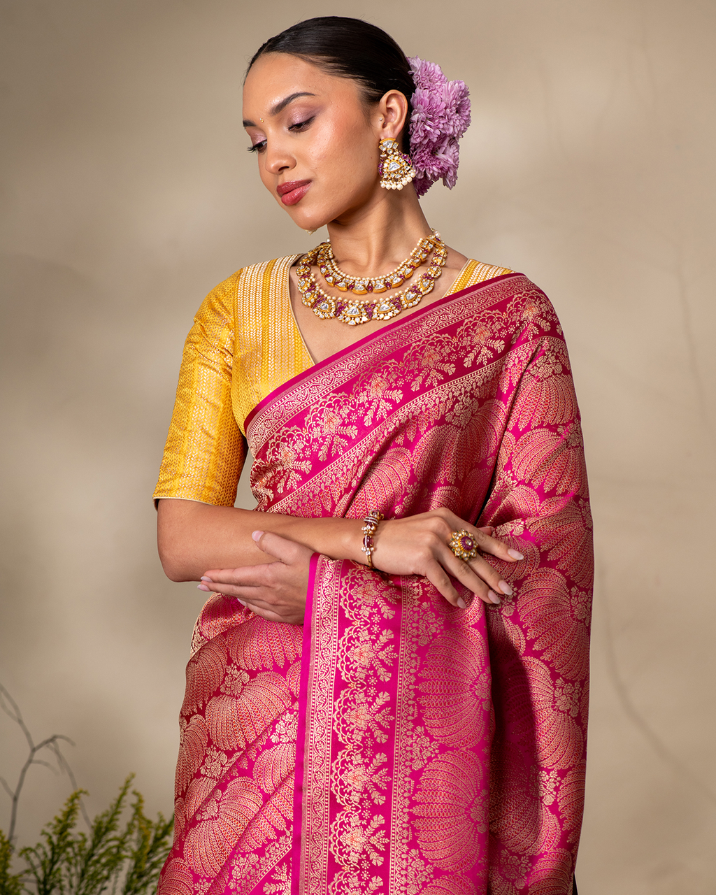 Pink Banarasi Silk Saree