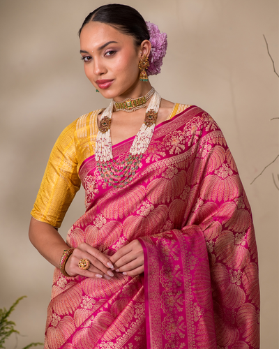 Pink Banarasi Silk Saree