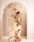 White Satin Crepe Silk Saree