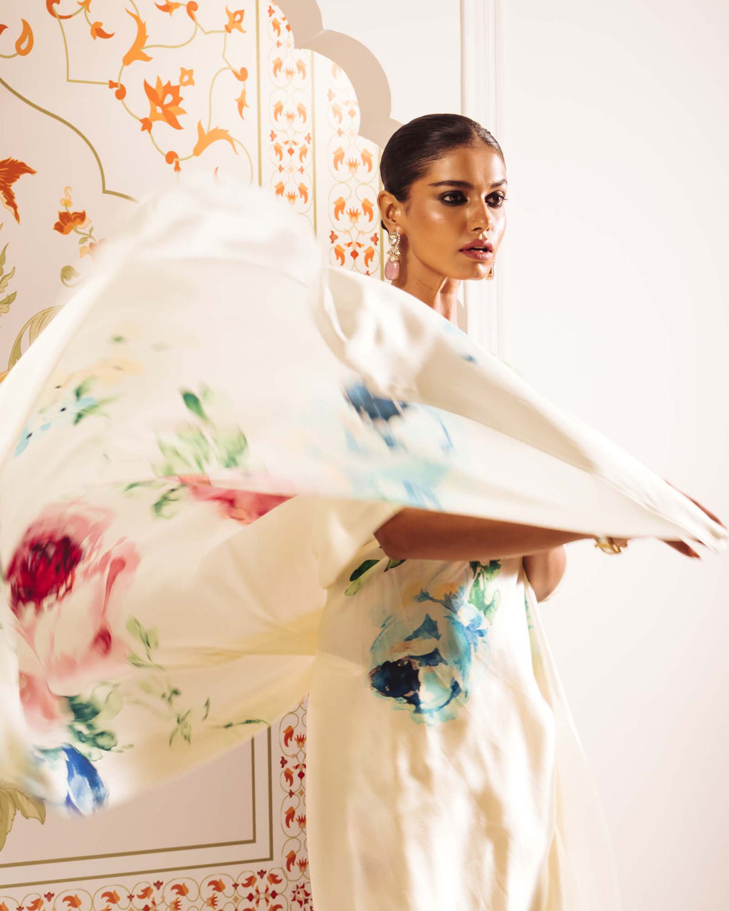 White Satin Crepe Silk Saree