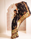 Black Satin Crepe Silk Saree