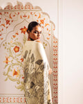 White Satin Crepe Silk Saree