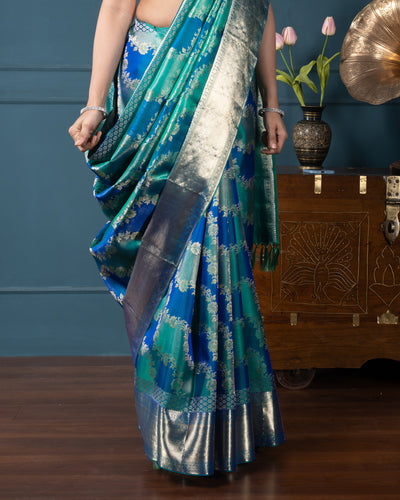 Peacock Blue Kanchivaram Silk Saree
