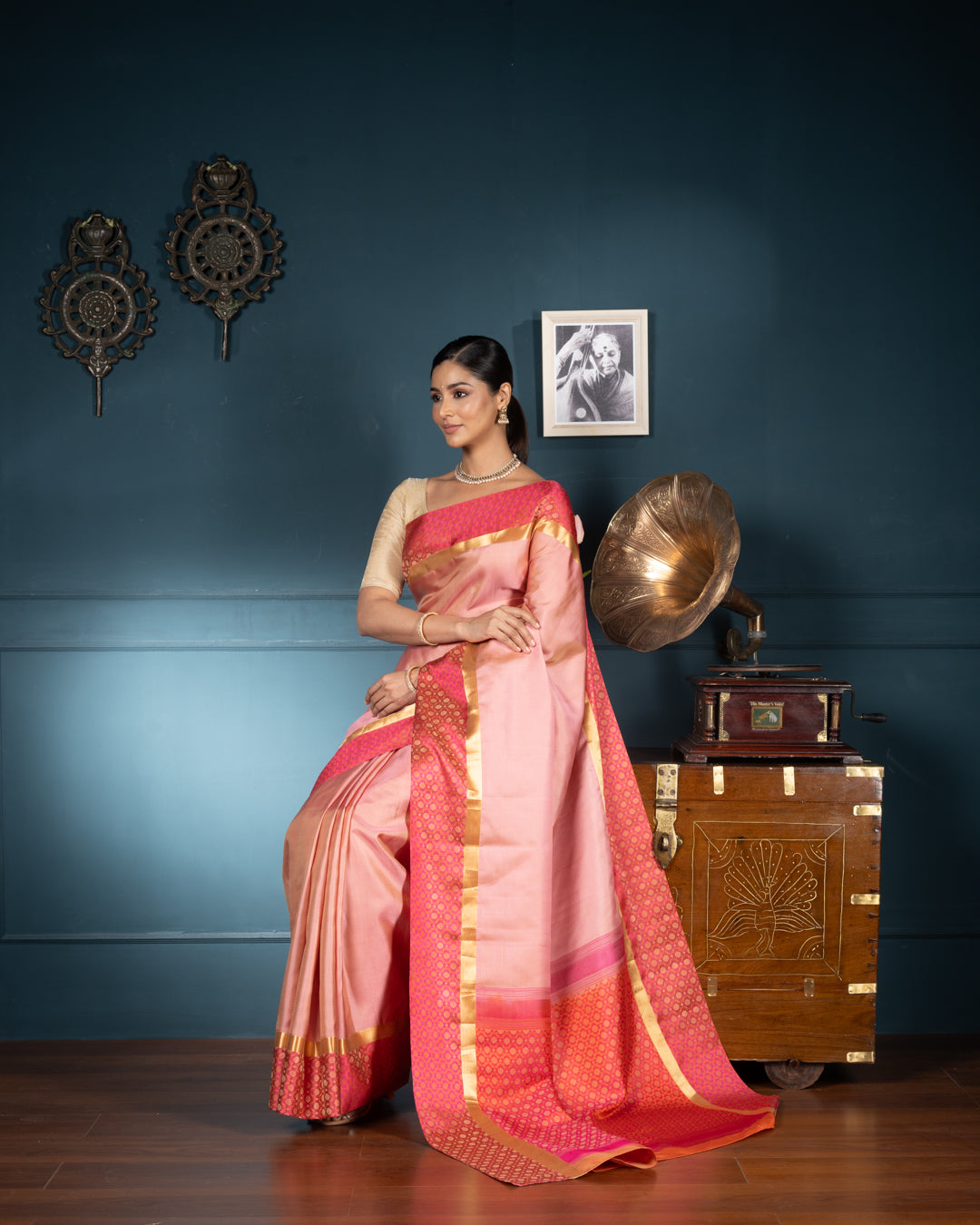 Peach  Kanchivaram Silk Saree