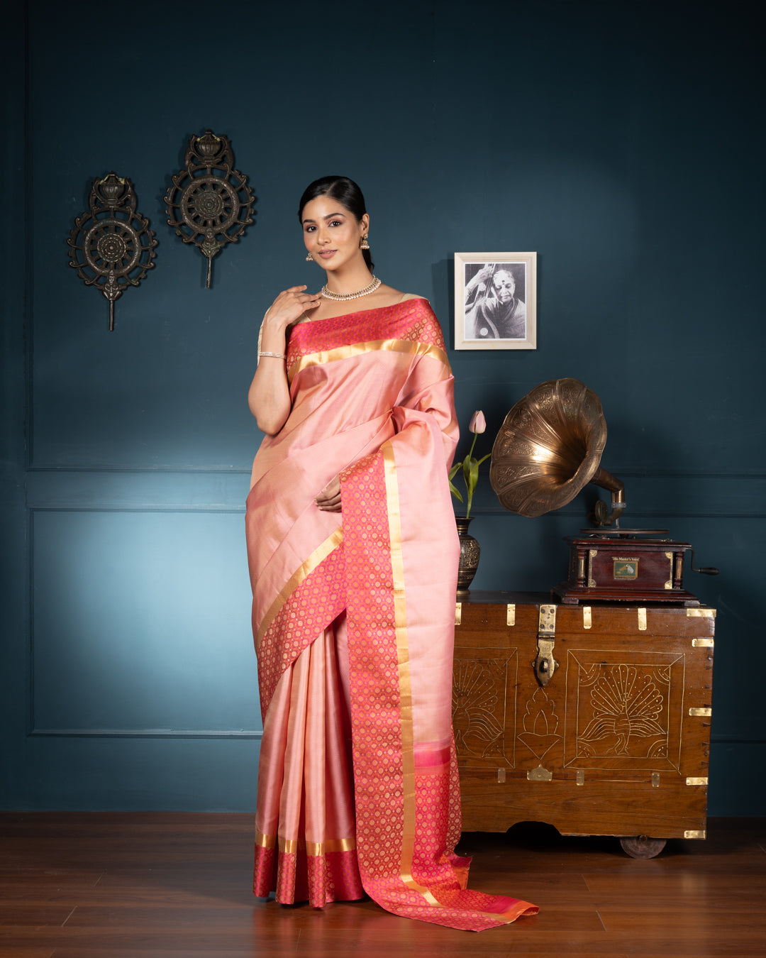 Peach  Kanchivaram Silk Saree