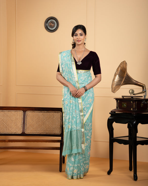 Blue Chiffon Saree