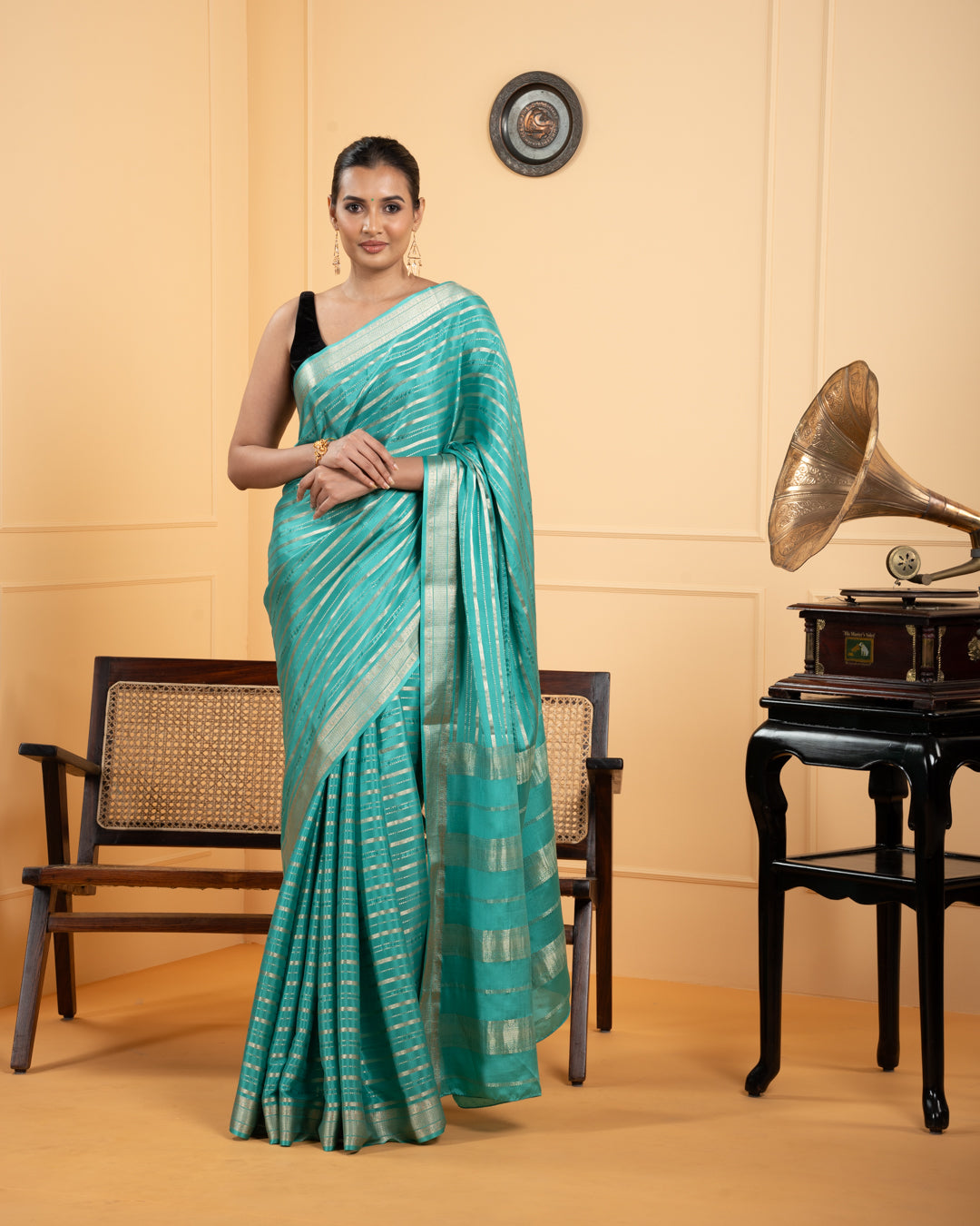 Blue Mysore Crepe Silk Saree