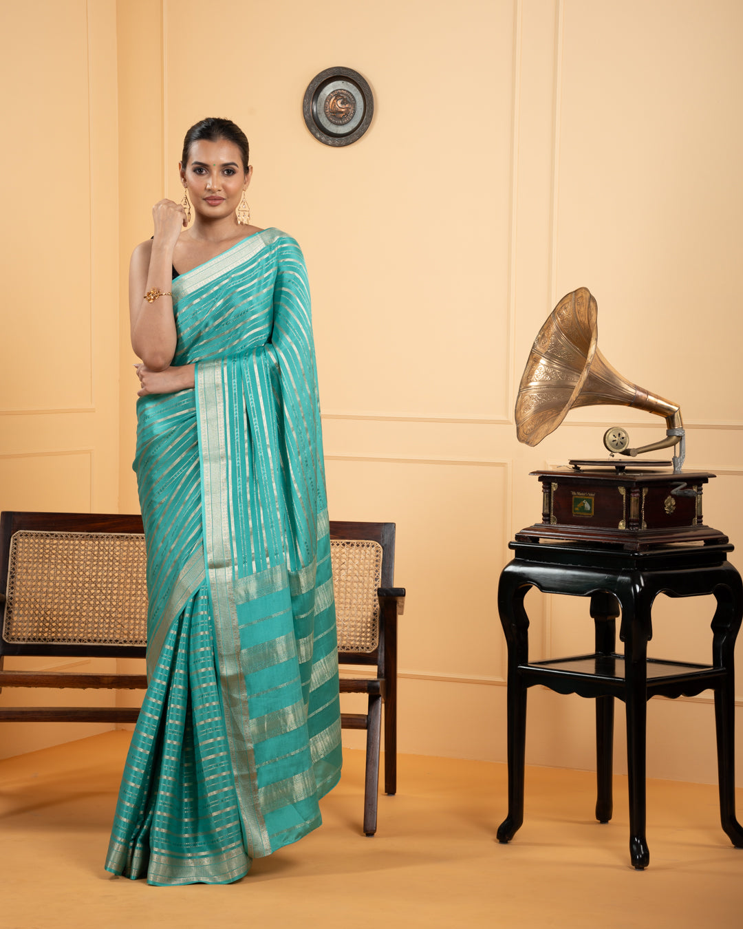 Blue Mysore Crepe Silk Saree
