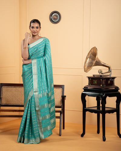 Blue Mysore Crepe Silk Saree