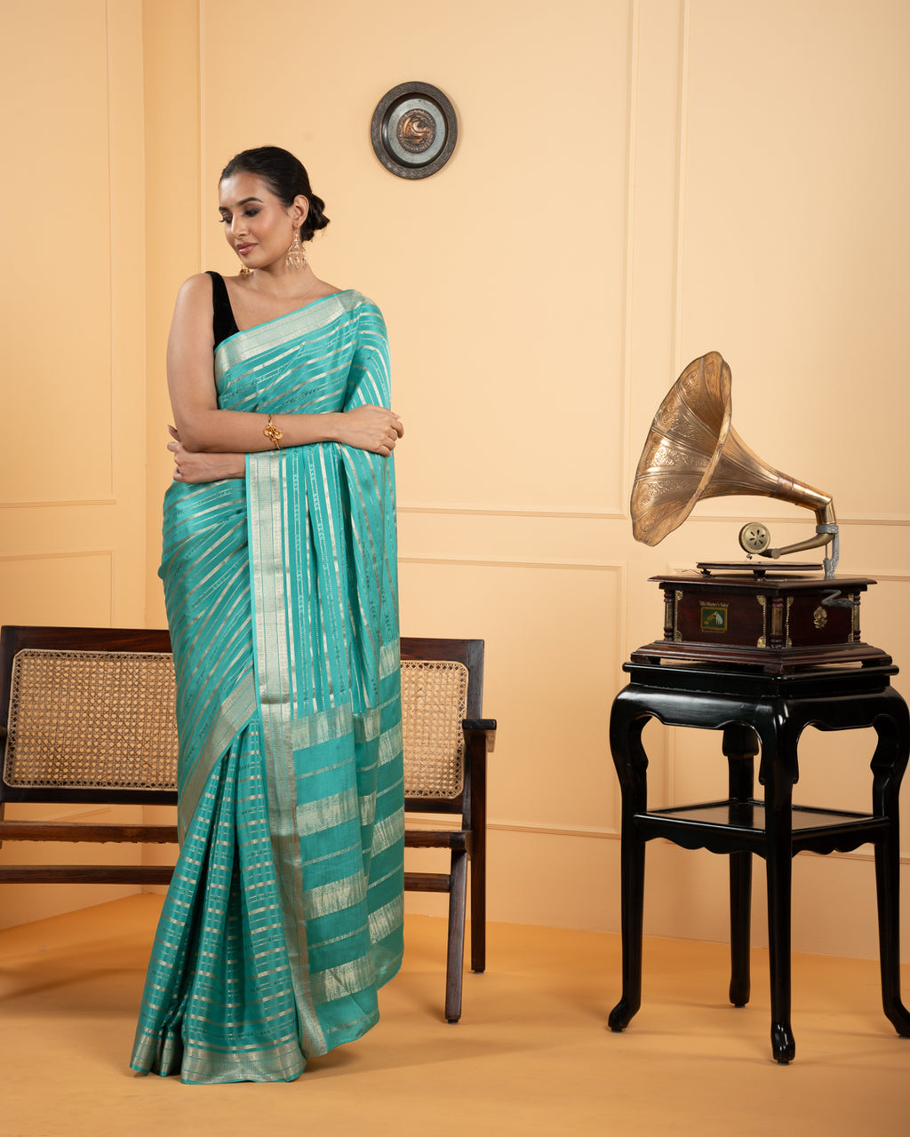 Blue Mysore Crepe Silk Saree