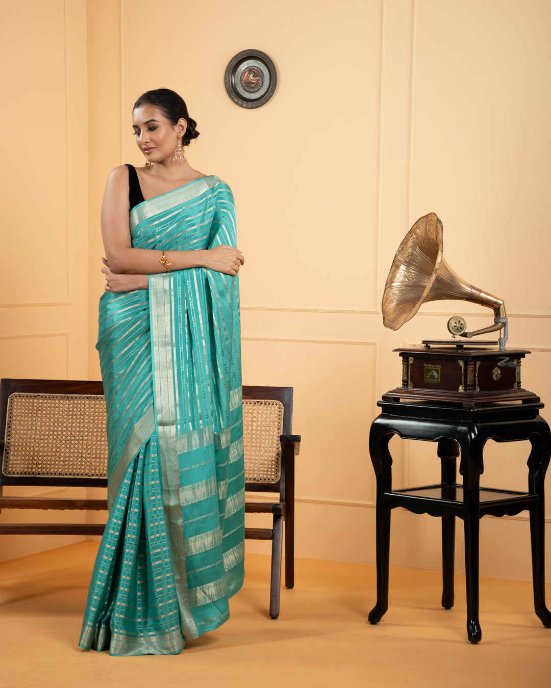 Blue Mysore Crepe Silk Saree
