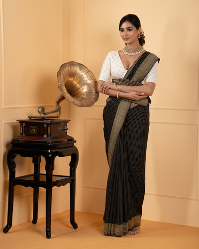 Black Mysore Crepe Silk Saree