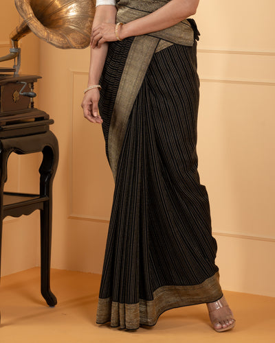 Black Mysore Crepe Silk Saree
