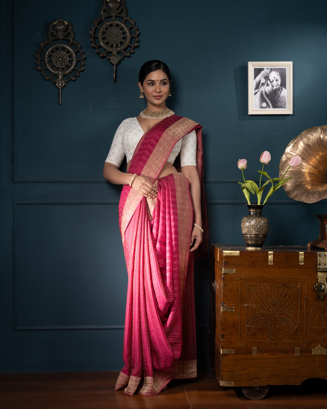 Pink Mysore Crepe Silk Saree