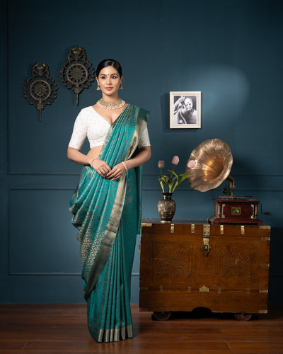 Blue  Mysore Crepe Silk Saree