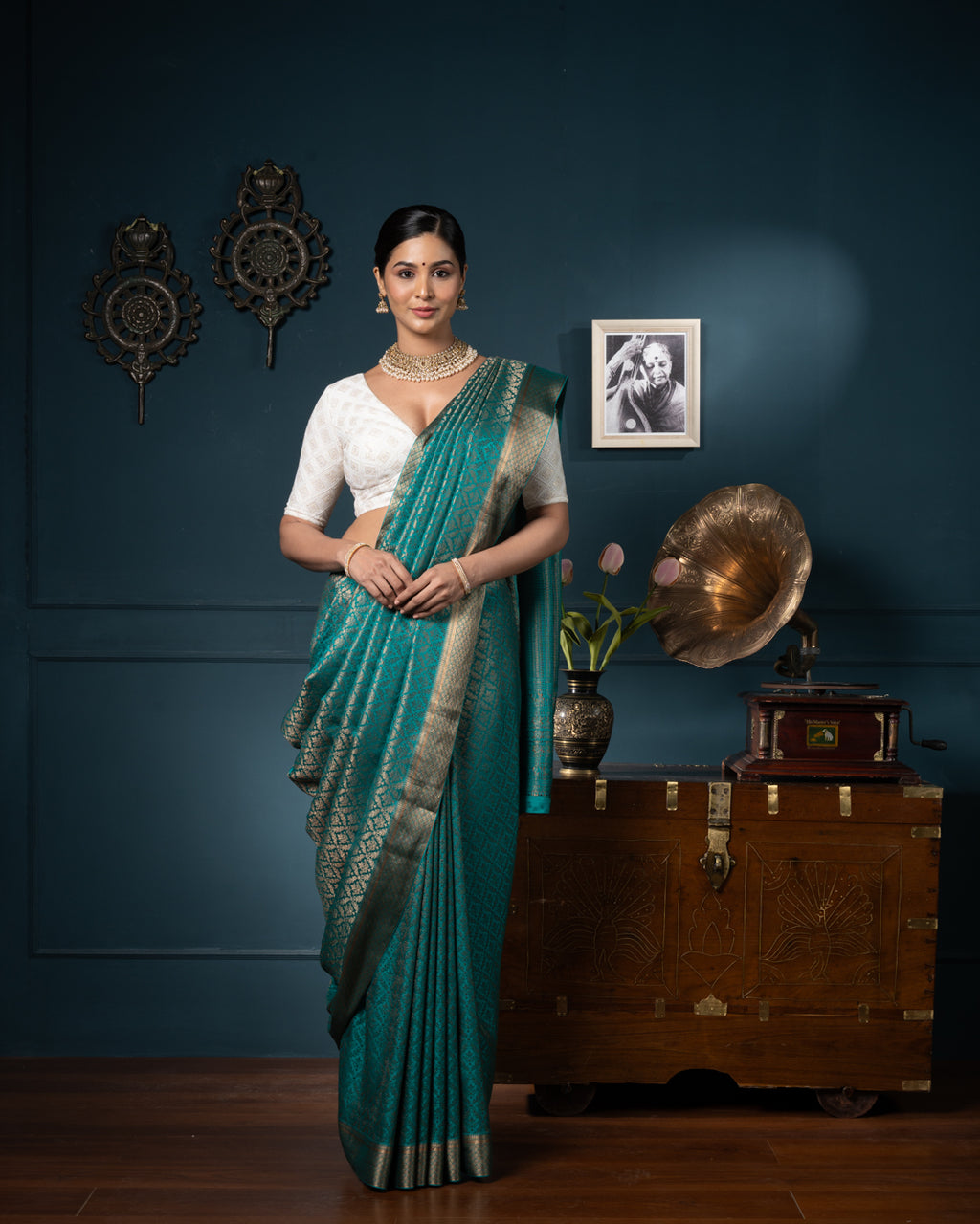 Blue  Mysore Crepe Silk Saree