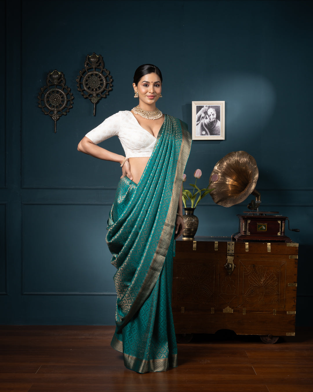 Blue  Mysore Crepe Silk Saree
