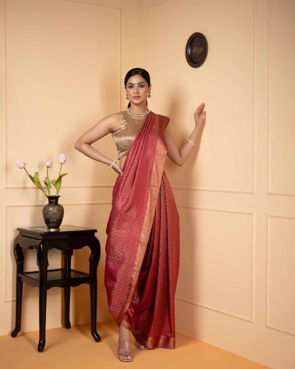 Pink Mysore Crepe Silk Saree