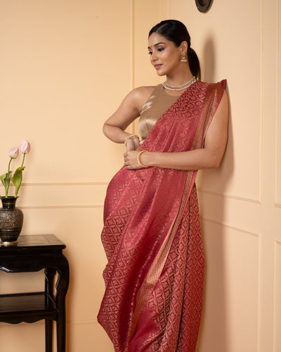 Pink Mysore Crepe Silk Saree